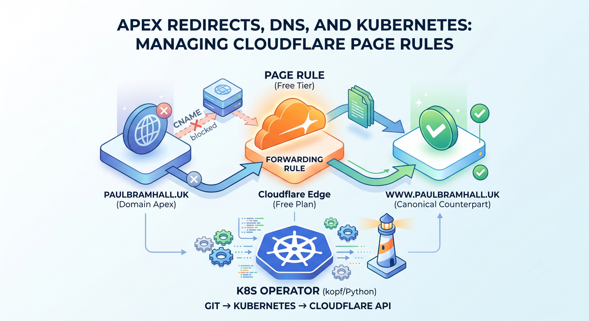 Apex Redirects, external-dns, and a Kubernetes Operator for Cloudflare Page Rules